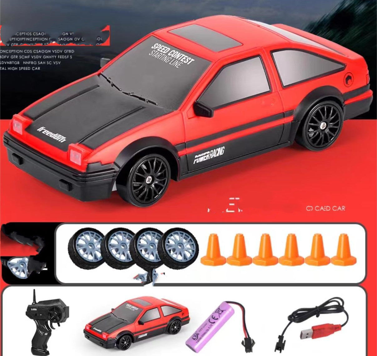 4WD 2.4G RC Drift Car Remote Control GTR AE86 Model Racing Toy for Kids