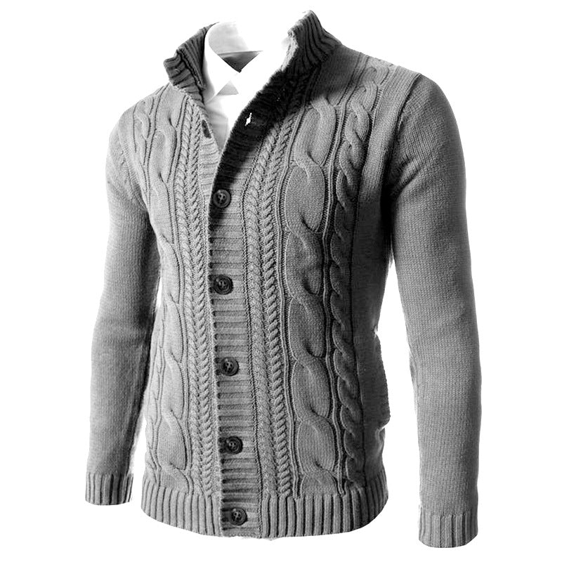 Classic Men Stand Collar Button Cardigan Elevating Style with Cozy Comfort