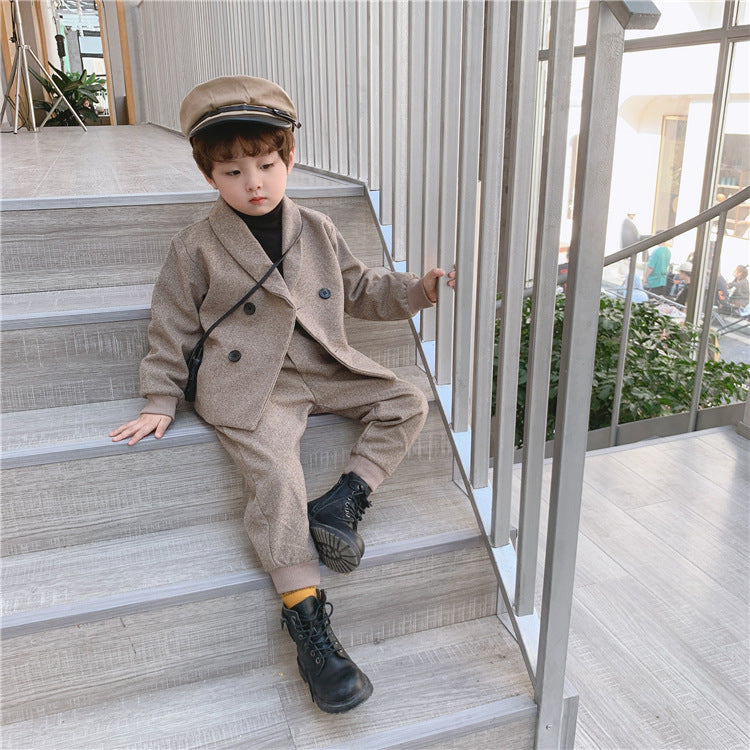 Fashion Boys' Spring And Autumn Winter Suit Set