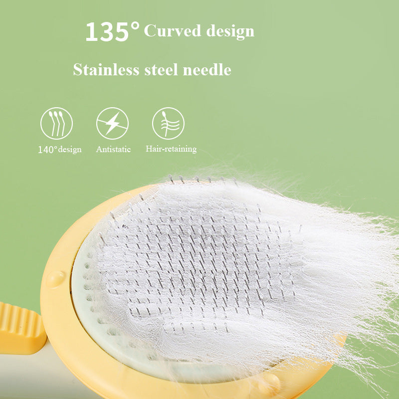 Hot Selling Pet Cat Brush: Self-Cleaning Steel Wire Comb