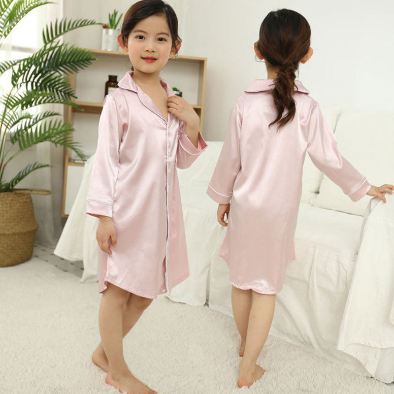 Silk shirt skirt mother girl pajamas baby Night wear suit