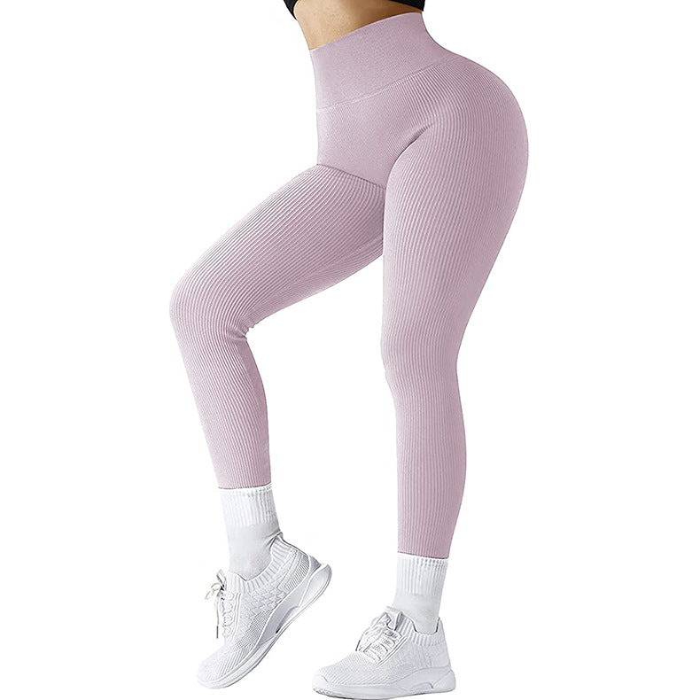 Seamless Sculpt High Waist Threaded Knitted Leggings for Women Fitness and Running