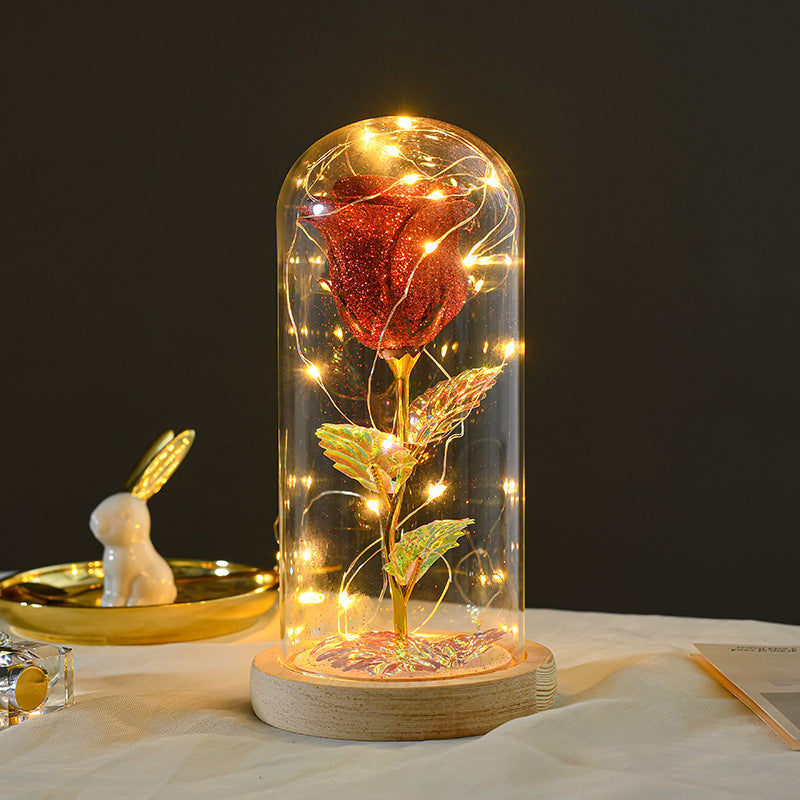 Eternal Rose with LED Light in Glass - Romantic Gift