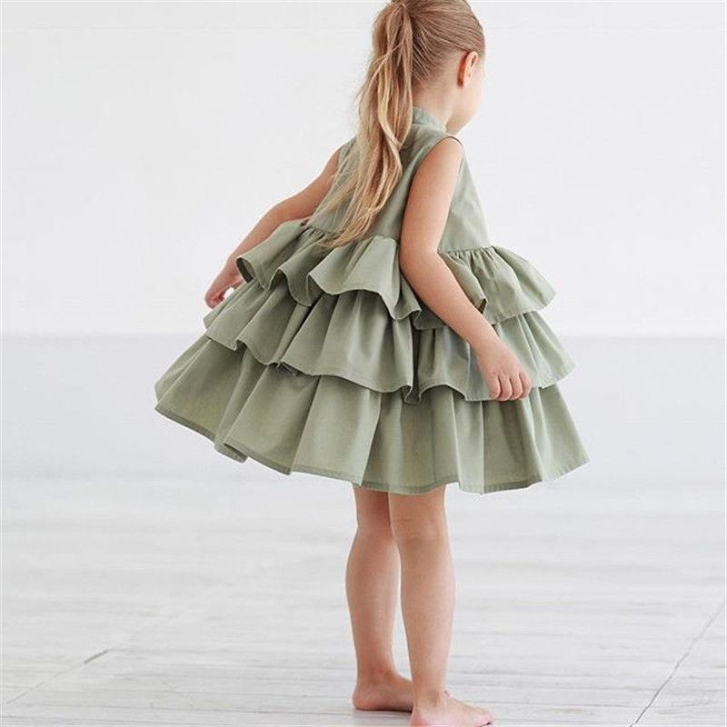 Chic Simplicity Fashionable Sleeveless Solid Color Dress for Small and Medium Girls