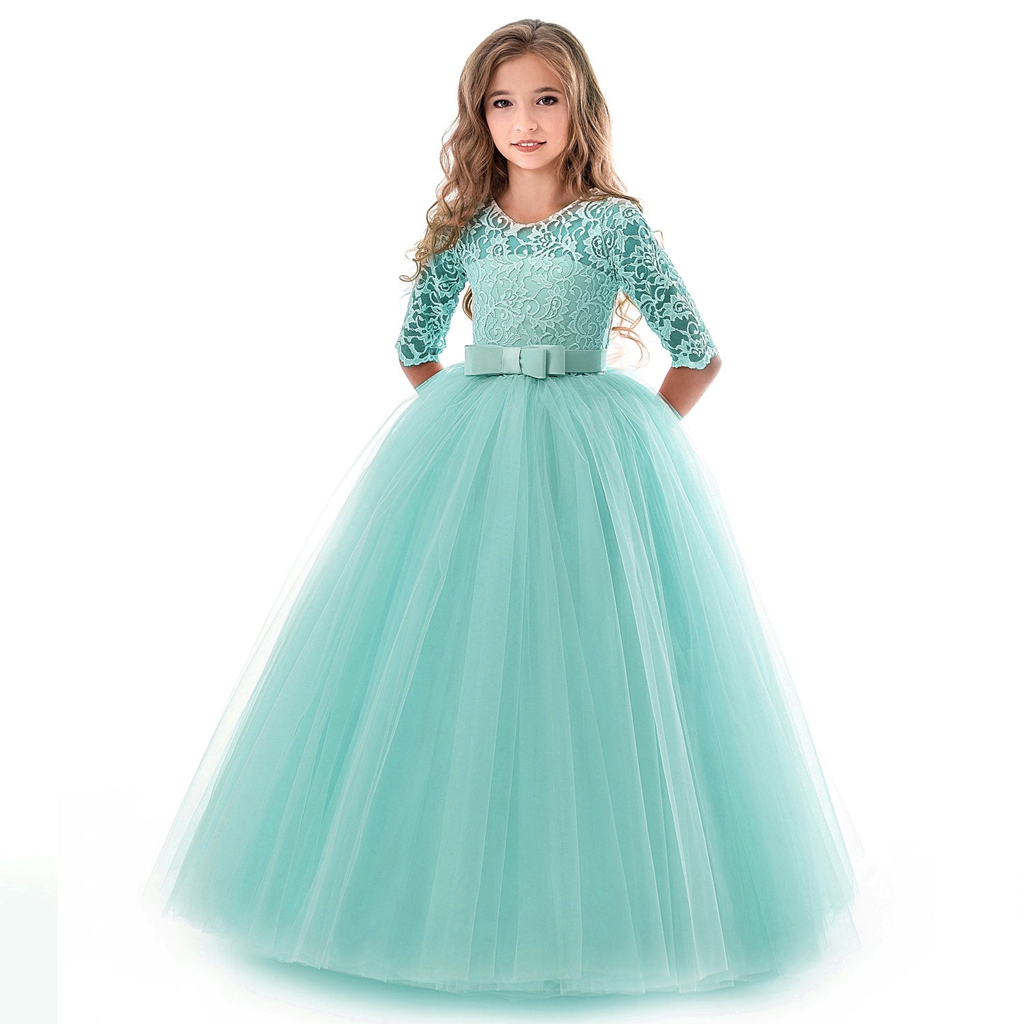 Princess Flower Girl Dress Long-Sleeve Wedding Dress for Children Perfect for Little Princesses