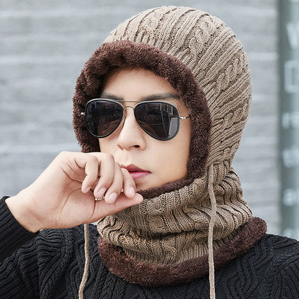 Winter Knitted Hat with Mask and Neck Scarf for Women