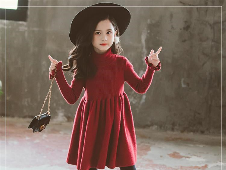 Chic Sophistication Big Kids Knit Dresses for Girls Stylish Comfort for Every Occasion