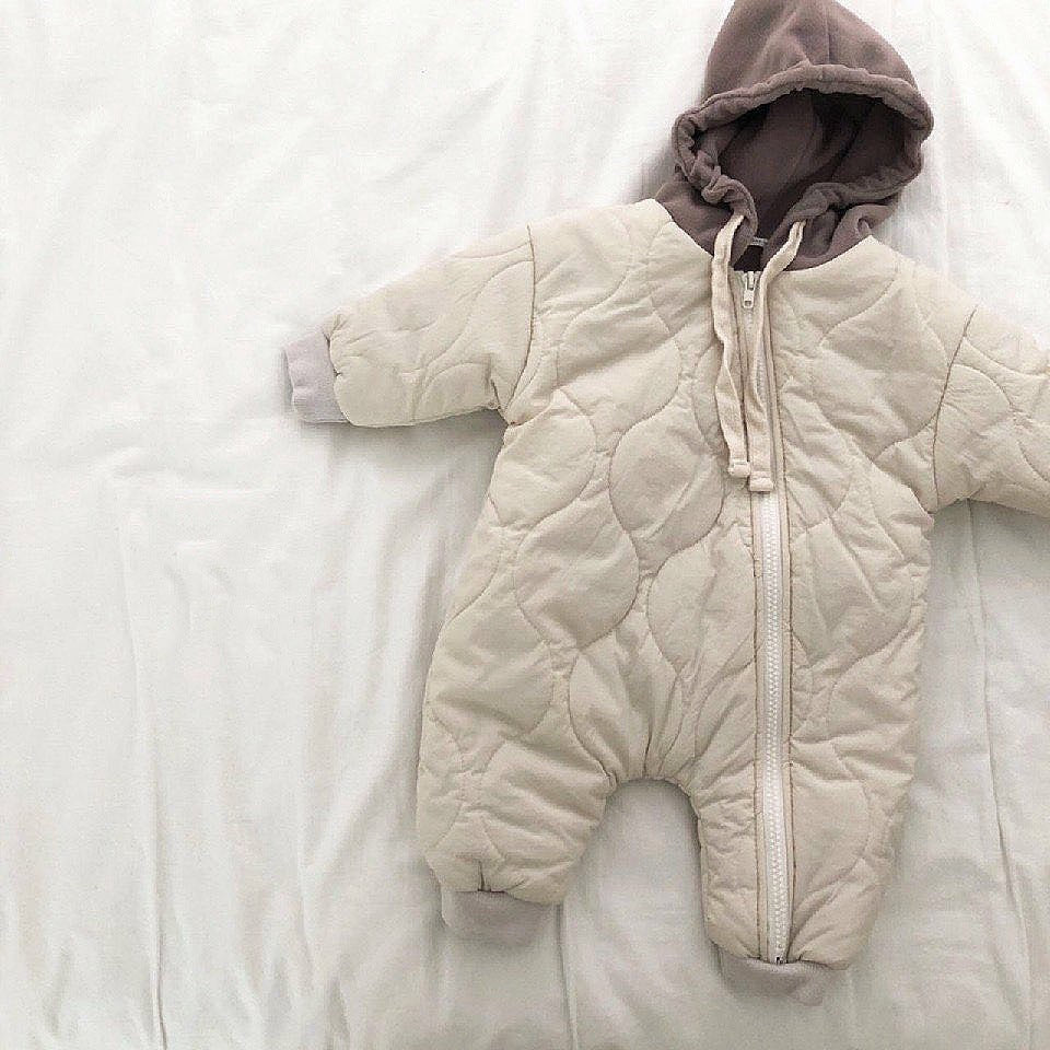 Stay Warm and Stylish Baby Padded Quilted Jumpsuit Perfect for Outdoor Adventures and Casual Outings