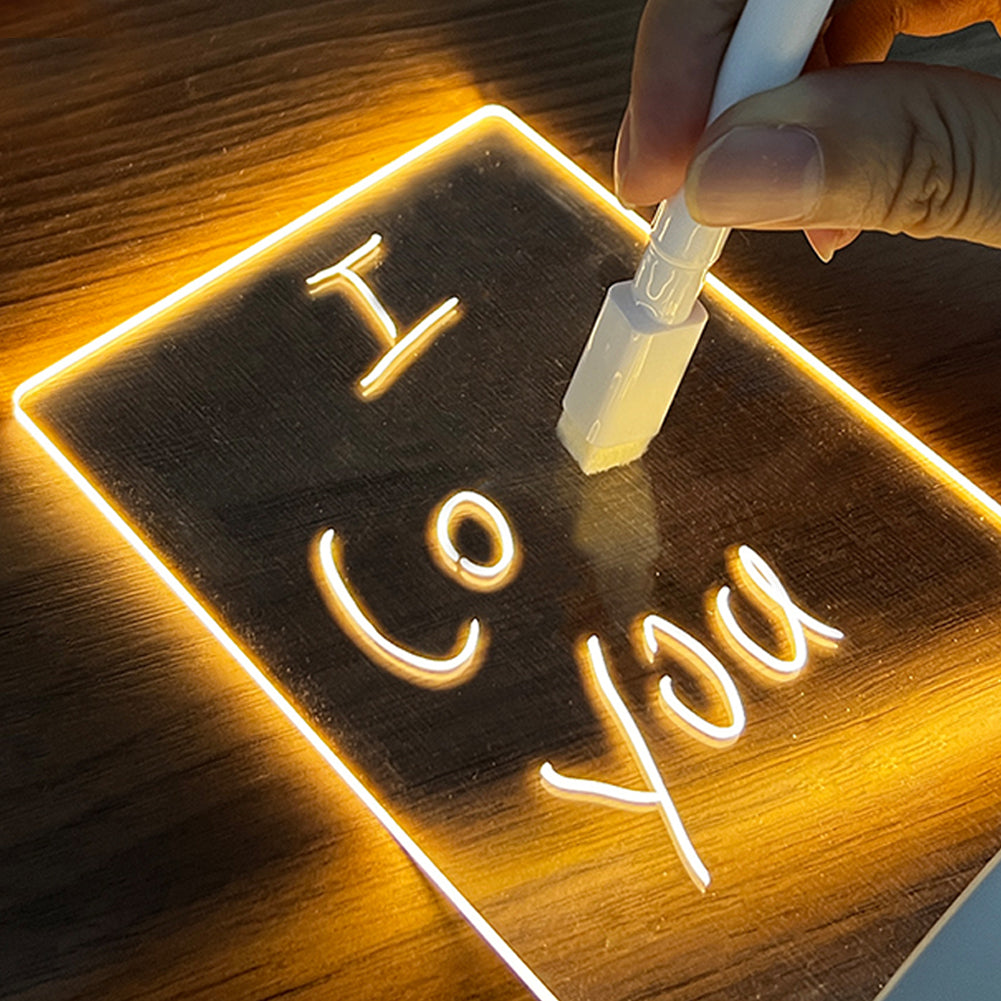 MemeLight Acrylic Dry Erase Board with Light - LED Memo Display and Notepad Lamp for Clear Reminders