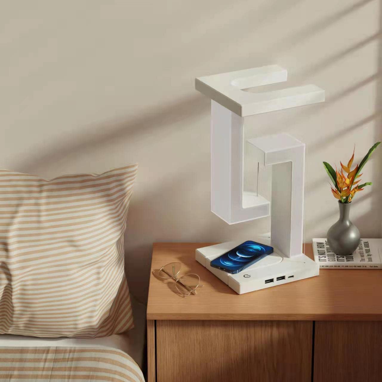 Smartphone Wireless Charging Suspension Table Lamp for Home