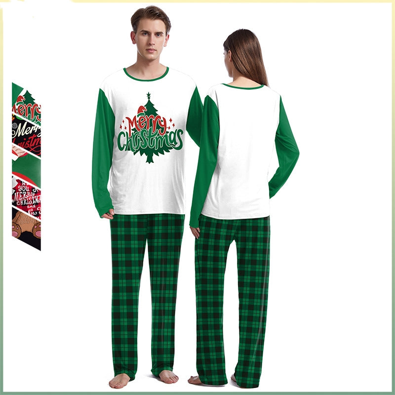 Cozy Christmas Couple Pajama Set Long Sleeve Round Neck Sweatpants for Comfortable Holiday Evenings