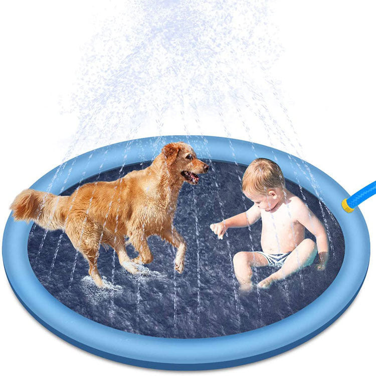 Splash Pad Fun Non Slip Outdoor Water Play Mat for Kids and Pet Dogs Perfect for Summer Backyard Fun