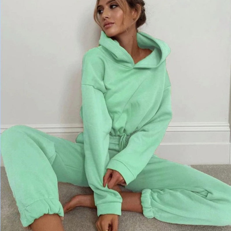 Women's 2-Piece Jogging Suit with Long Sleeve Hoodie: Casual and Fitness Wear