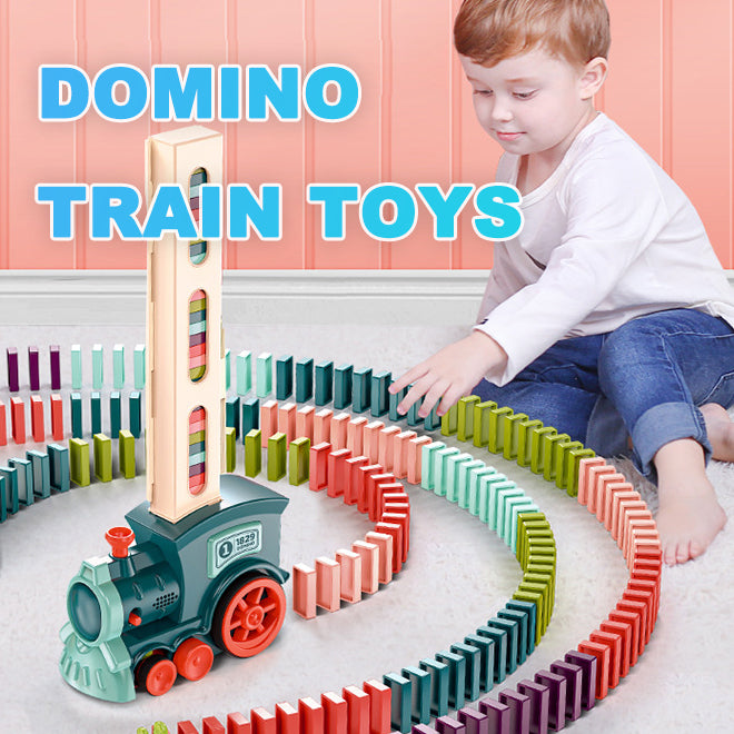 Domino Train Toy Automatic Release Electric Building Blocks Car Puzzle for Baby Fun