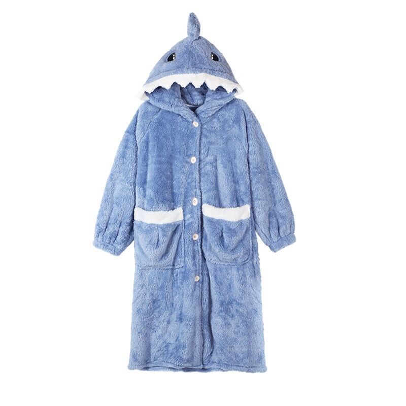 Cute Cartoon Dinosaur Coral Fleece Nightdress for Women - Autumn/Winter