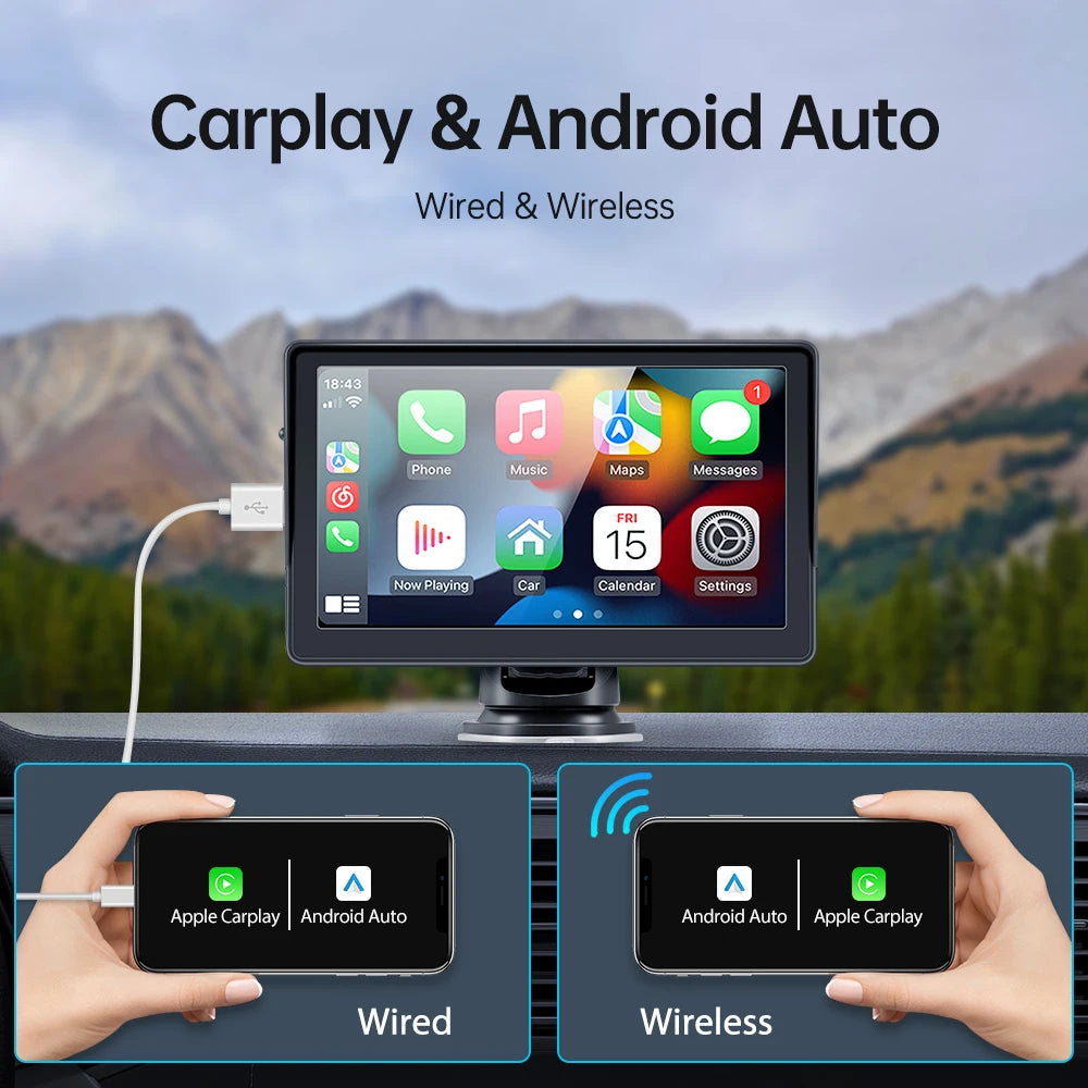 Universal 7inch Car Radio Multimedia Video Player Wireless Carplay And Wireless Android Auto Touch Screen For Nissan Toyota Car