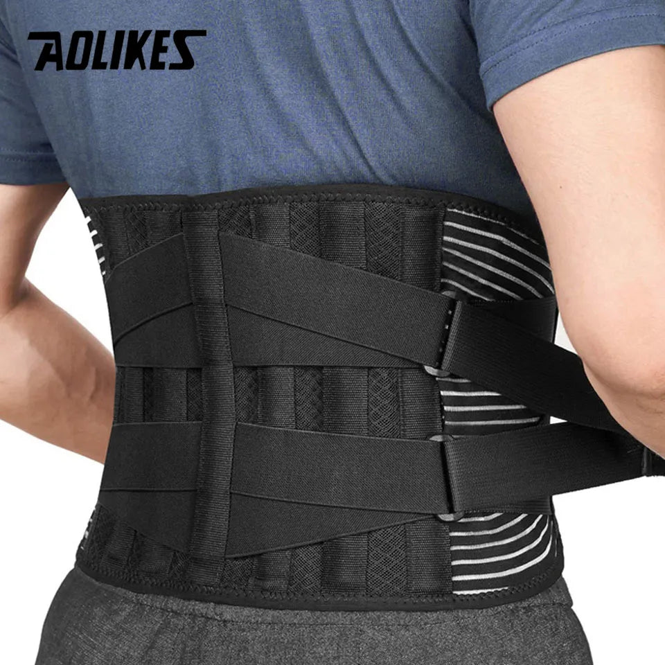 Optimal Comfort and Support AOLIKES Lower Back Brace with 6 Stays AntiSkid Orthopedic Lumbar Support Belt for Breathable Gym Pain Relief