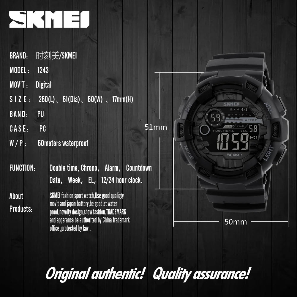 SKMEI 1243 Conquer Every Moment with Precision – The Ultimate Outdoor Sport Watch for Men