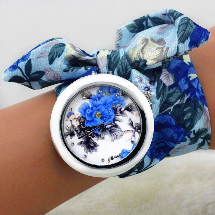 Shsby Blooms: New Design Ladies Flower Cloth Wrist Watch – Fashionable Dress Watch for Women with High-Quality Fabric Elegance