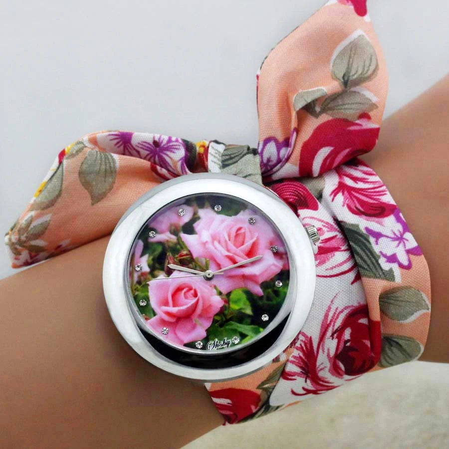 Shsby Blooms: New Design Ladies Flower Cloth Wrist Watch – Fashionable Dress Watch for Women with High-Quality Fabric Elegance