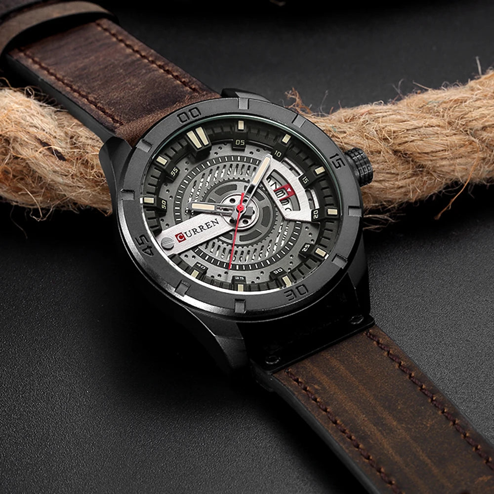 CURREN Creative Chronos: Hot Fashion Meets Military Precision – A Casual Quartz Sports Wristwatch for the Modern Man with Date Display