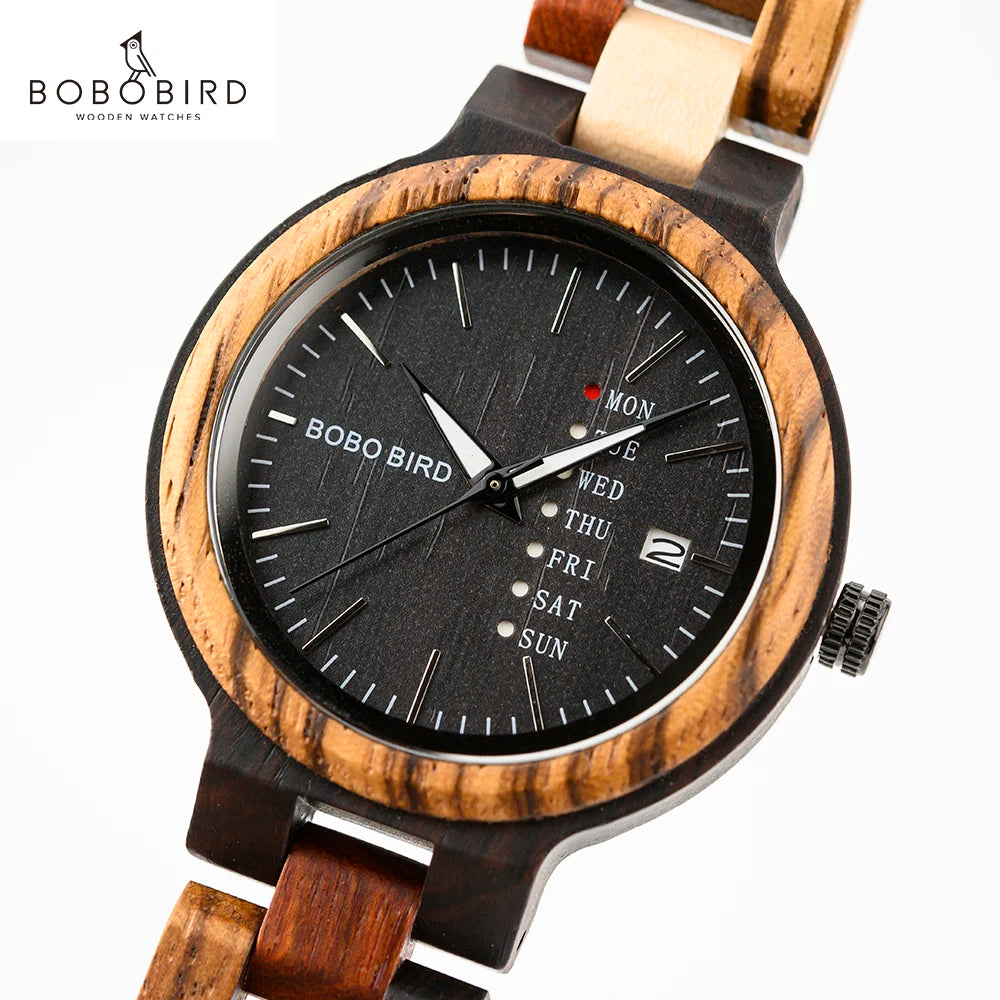 Wood Couple Watches with Handmade Craftsmanship and Auto Date Function