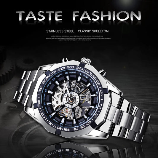 Stainless Steel Waterproof Skeleton Watch for Men – A Top Luxury Brand in Mechanical Sport Watches