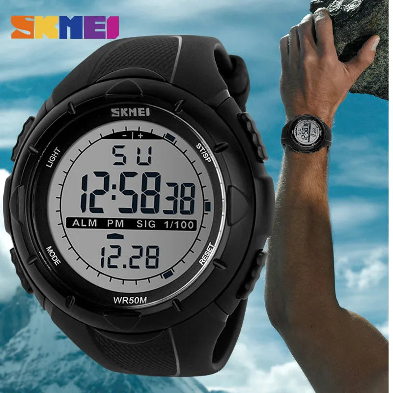 SKMEI 1025: Fashionably Rugged – A Simple Military-Inspired Digital Watch for Men, Packed with Alarms and Waterproof Resilience