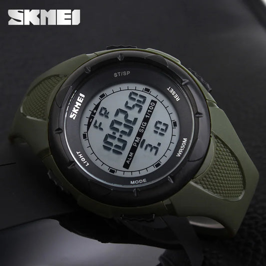 SKMEI 1025: Fashionably Rugged – A Simple Military-Inspired Digital Watch for Men, Packed with Alarms and Waterproof Resilience