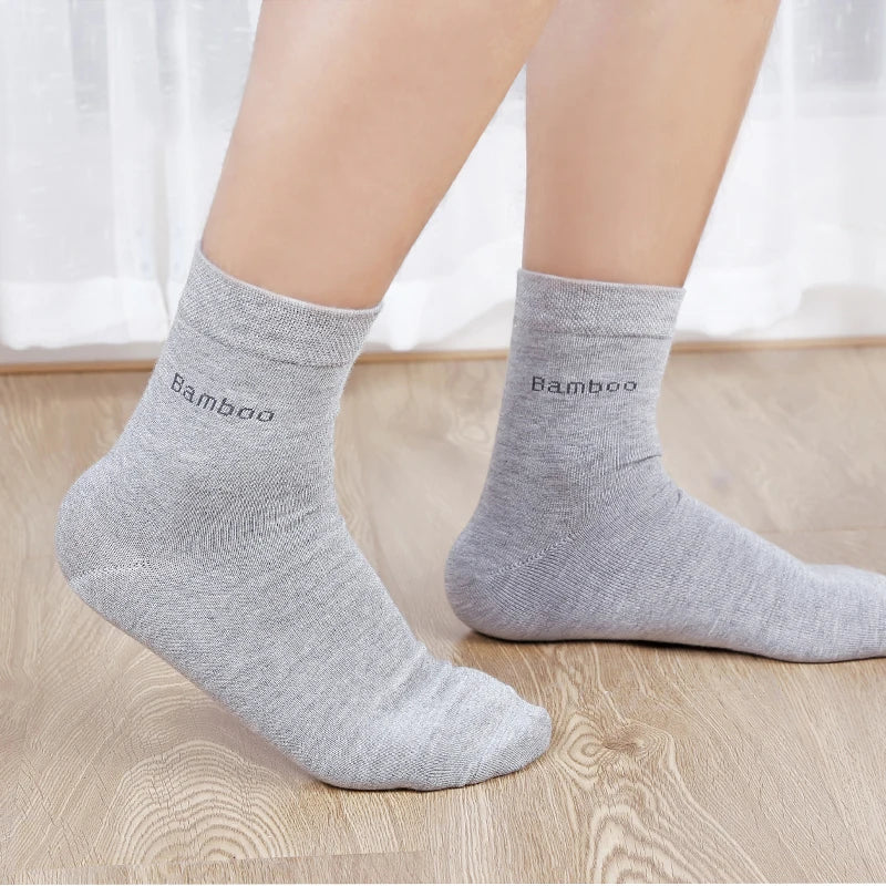 Men Bamboo Fiber Crew Socks Anti Bacterial and Breathable Ideal for Casual or Business Wear