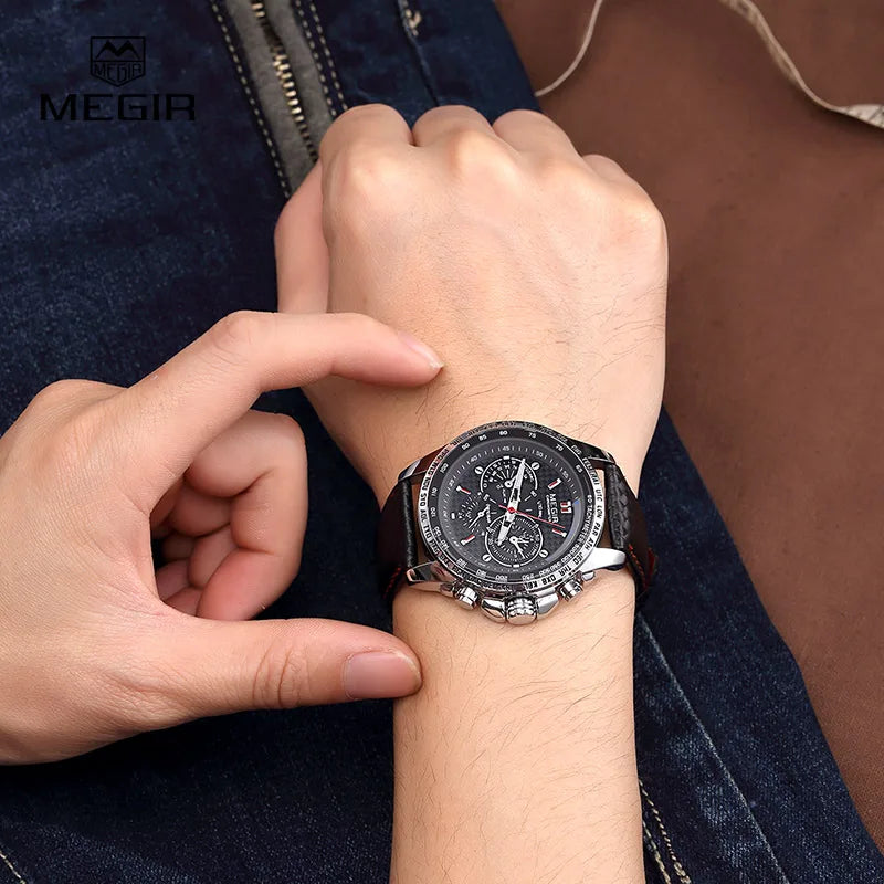 Hot Fashion Statement for Men – Quartz, Waterproof, and Casual Elegance in Black Leather 1010