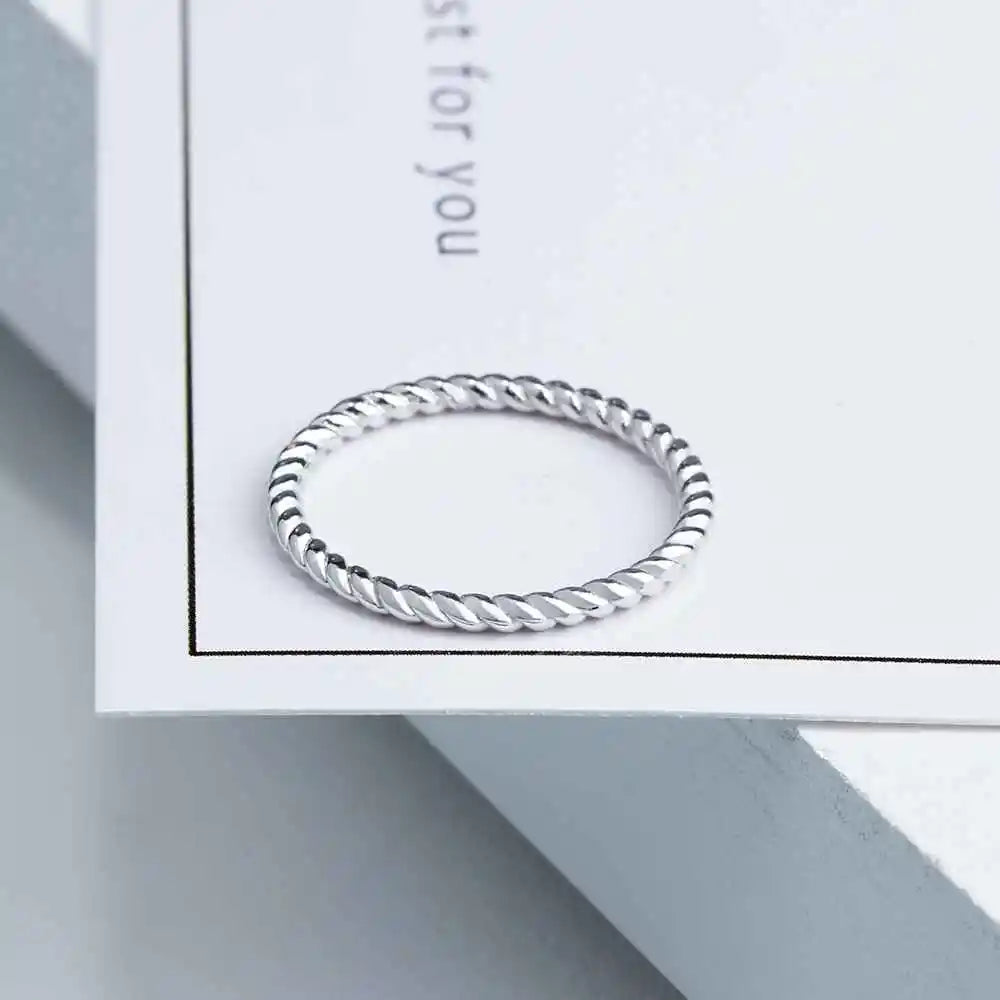 Sliver Rings for Women Rope Shape Rings Fashion Silver Jewelry Engagement Anniversary Gift