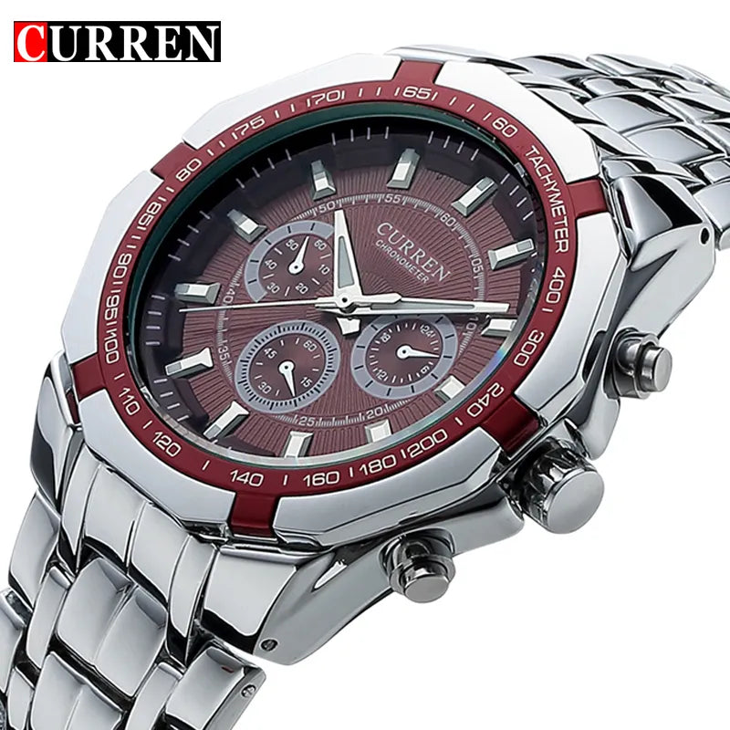 CURREN Full Steel Elegance: A Luxury Military Quartz Wristwatch for the Modern Man – Casual, Waterproof, and Timelessly Stylish