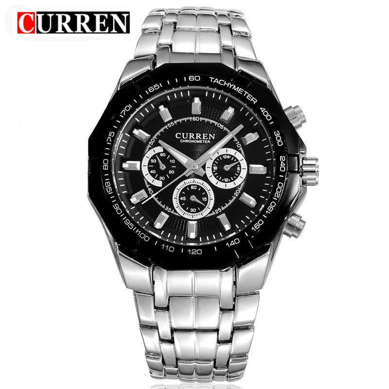 CURREN Full Steel Elegance: A Luxury Military Quartz Wristwatch for the Modern Man – Casual, Waterproof, and Timelessly Stylish