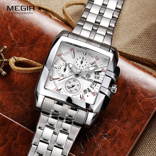 Hot Fashion Men's Quartz Watch – Luxury Stainless Steel Wristwatch with Luminous Three-Eyes Detail for the Discerning Male