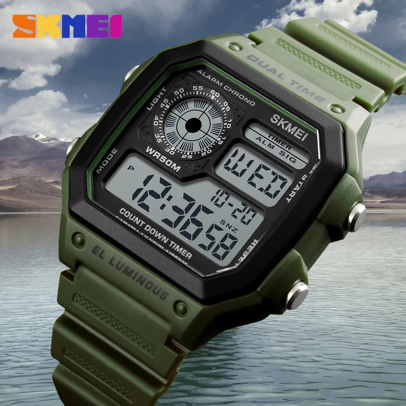 Watch Men PU Strap Multifunction Waterproof Watches Alarm Male