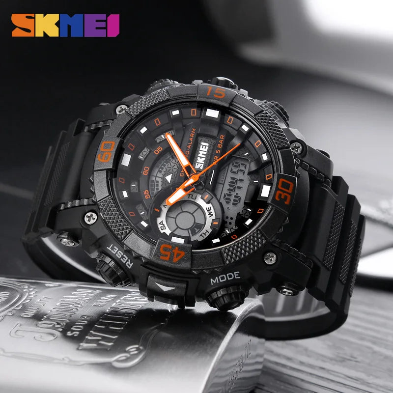 Fashion Dial meets Outdoor Adventure – Men's Electronic Quartz Digital Watch with 50M Waterproof Capability for the Modern Explorer