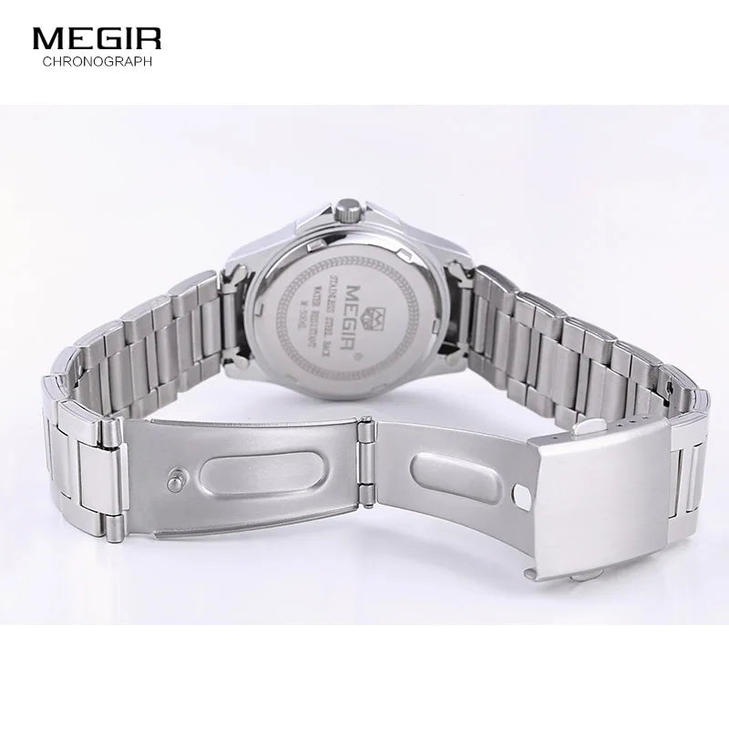 MEGIR Women's Simple Round Dial Quartz Watches Stainless Steel Waterproof Wristwatch for woman MS5006L