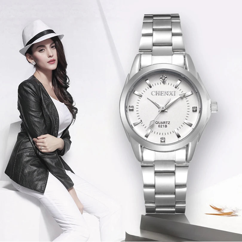 Fashionable Women's Quartz Watch with Rhinestone Accents – A Concise and Chic Timepiece for Every Stylish Lady