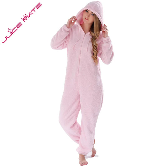 Hooded Onesie for Women – Embrace Cozy Sleepwear in Plus Size Jumpsuits with Stitch Detail