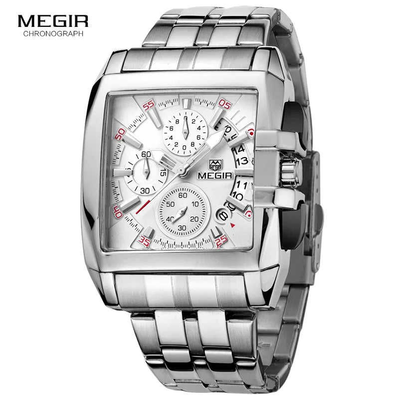 Hot Fashion Men's Quartz Watch – Luxury Stainless Steel Wristwatch with Luminous Three-Eyes Detail for the Discerning Male