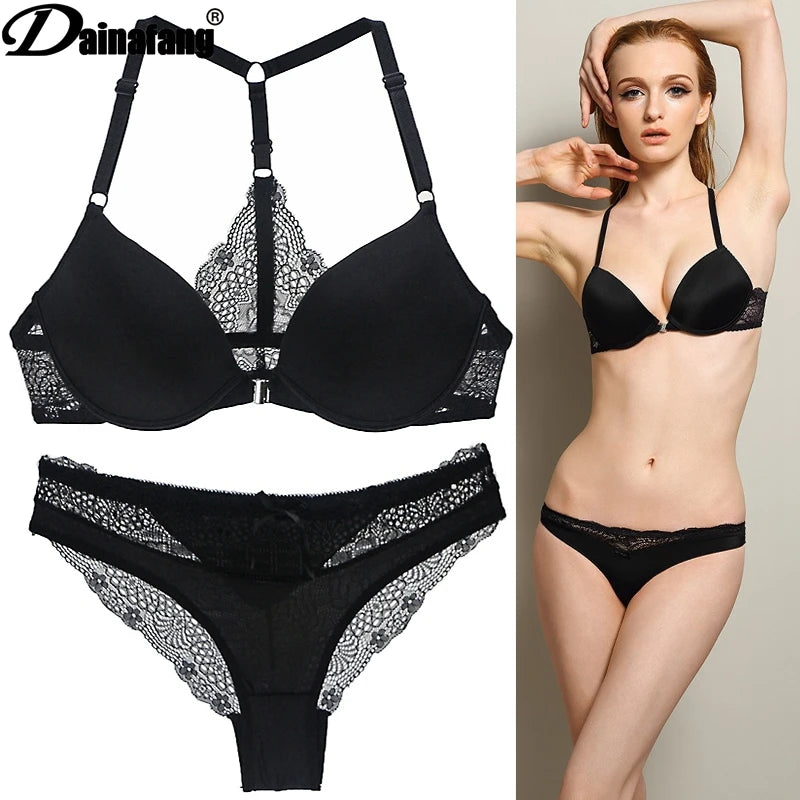 Sexy Elegant ABC Cup Bra and Panty Set Women Bras Sets  Lady Underwear Push Up Lingeries Brief Thong