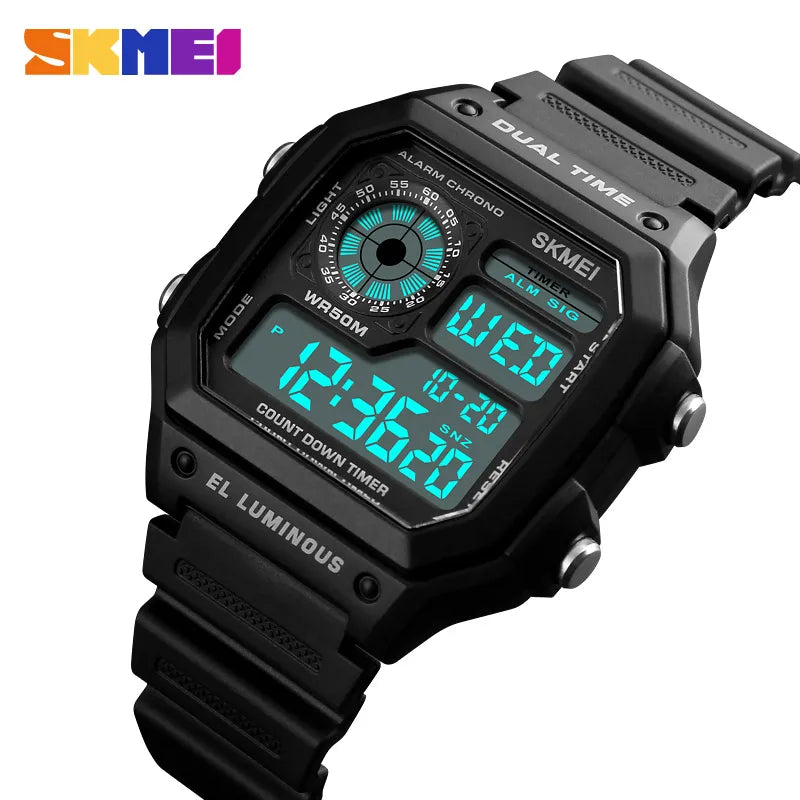 Watch Men PU Strap Multifunction Waterproof Watches Alarm Male