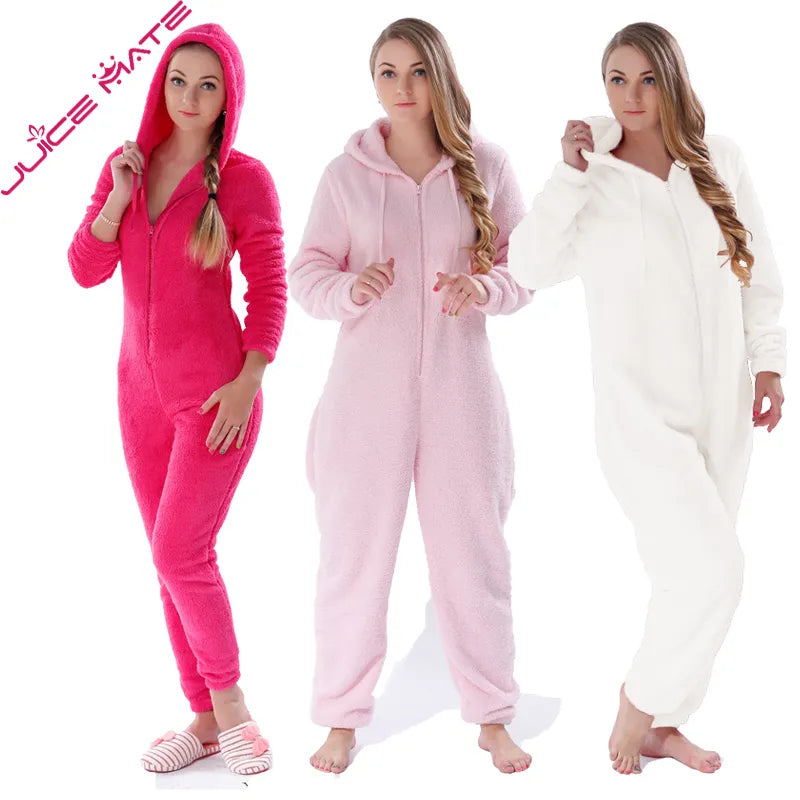 Hooded Onesie for Women – Embrace Cozy Sleepwear in Plus Size Jumpsuits with Stitch Detail