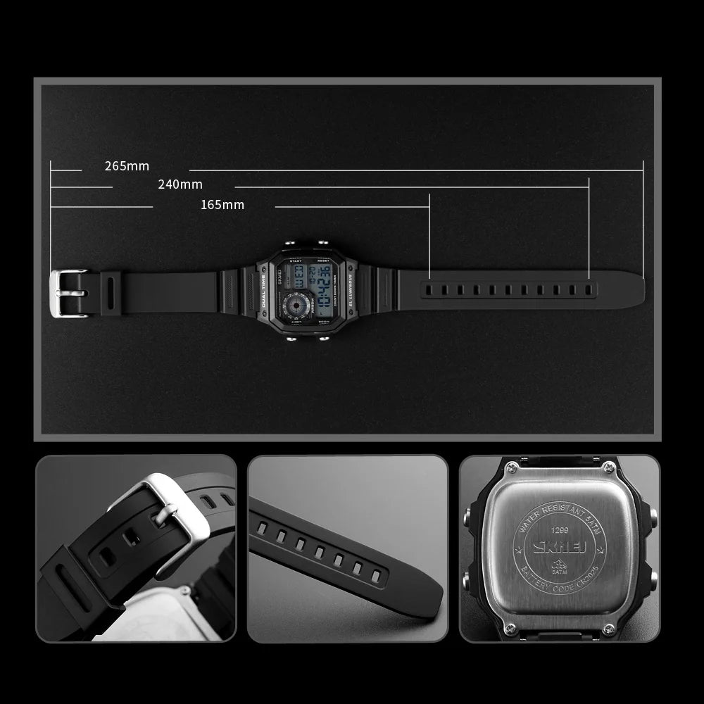 Watch Men PU Strap Multifunction Waterproof Watches Alarm Male