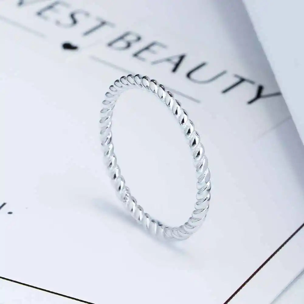 Sliver Rings for Women Rope Shape Rings Fashion Silver Jewelry Engagement Anniversary Gift