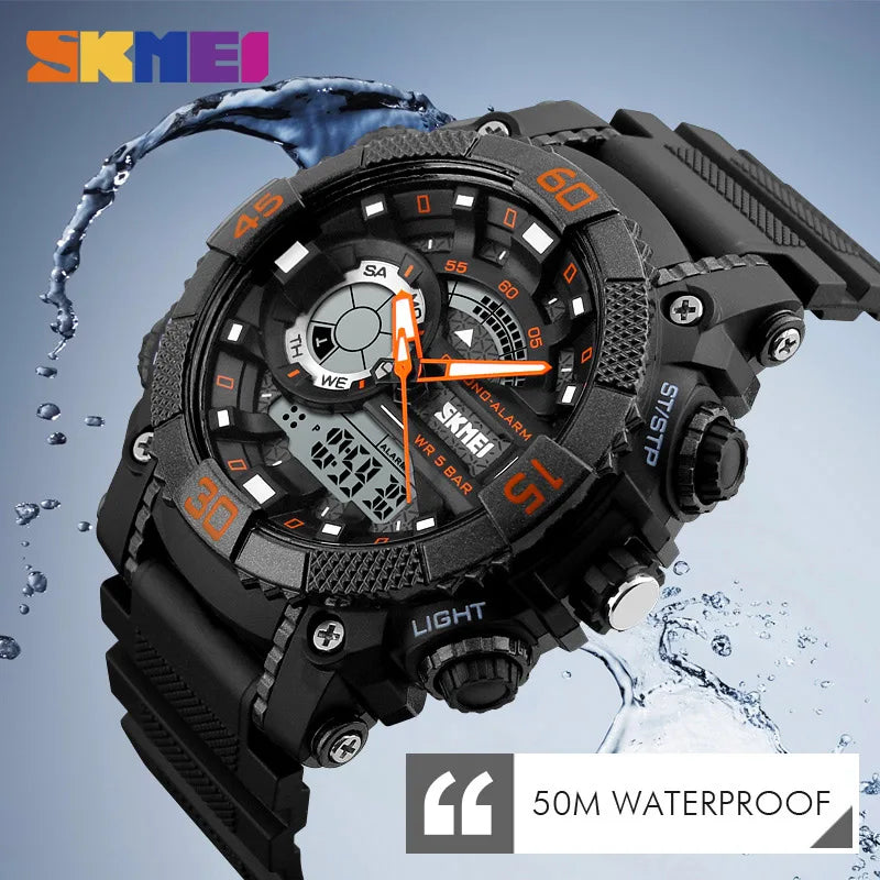 Fashion Dial meets Outdoor Adventure – Men's Electronic Quartz Digital Watch with 50M Waterproof Capability for the Modern Explorer