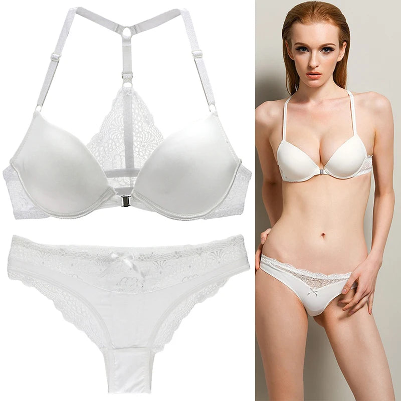 Sexy Elegant ABC Cup Bra and Panty Set Women Bras Sets  Lady Underwear Push Up Lingeries Brief Thong