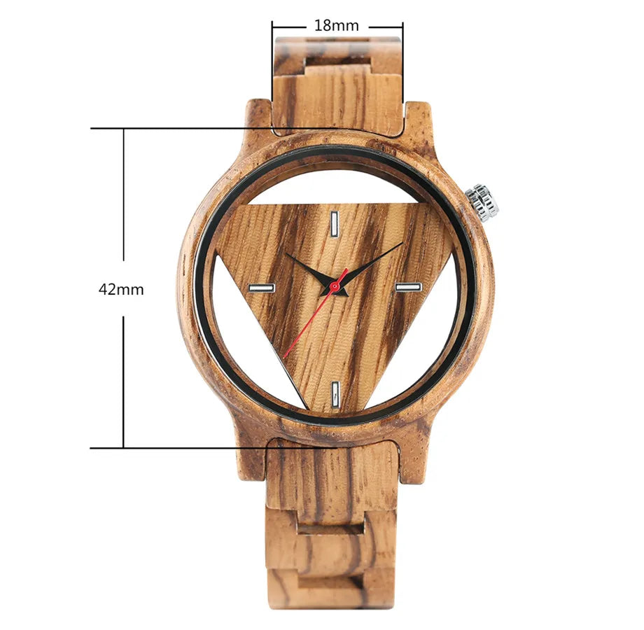 Novel Casual Trendy Gift Push Button Hidden Clasp Bamboo  Wrist Watch Quartz Nature Wood Women Hollow Handmade  Bangle Men