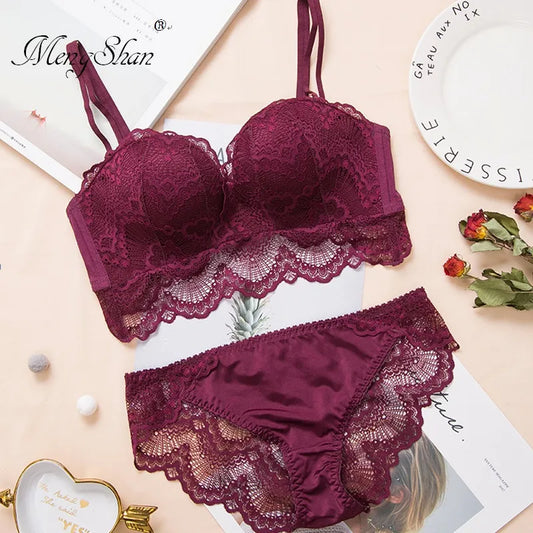 Ultimate Comfort and Style Sexy Push Up Bra Set with Ring Free Lace Edge and Massage Palm Cup Available in Sizes 75C 80C 85C